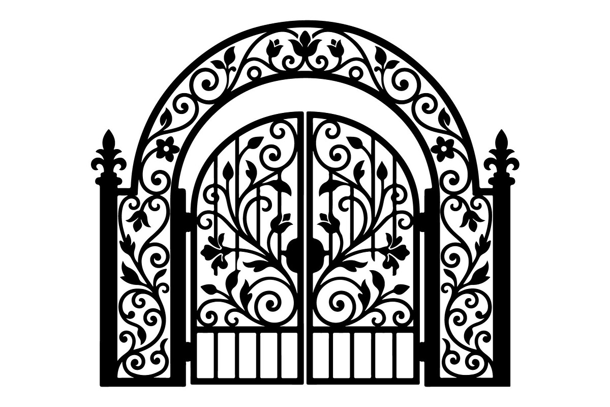 Ornamental Iron Gate Silhouette, an Object Graphic by hafijul (Photo 2 of 4)