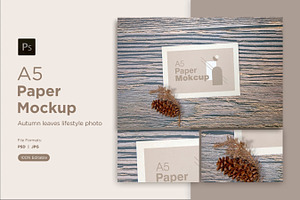 A5 Paper Mockups with autumn themes, a Print Template by shahsoft