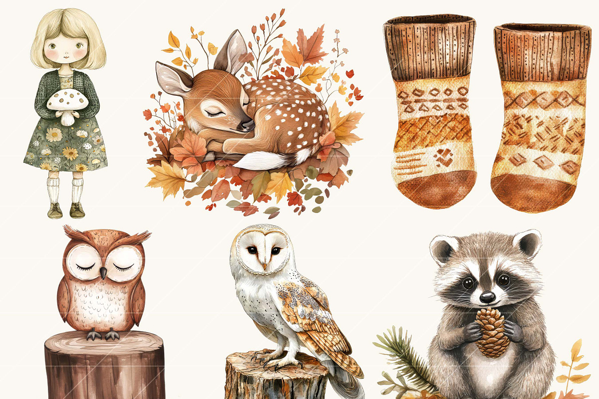 Watercolor Autumn Clipart, an Object Illustration by SparkyDesignsUS (Photo 5 of 10)