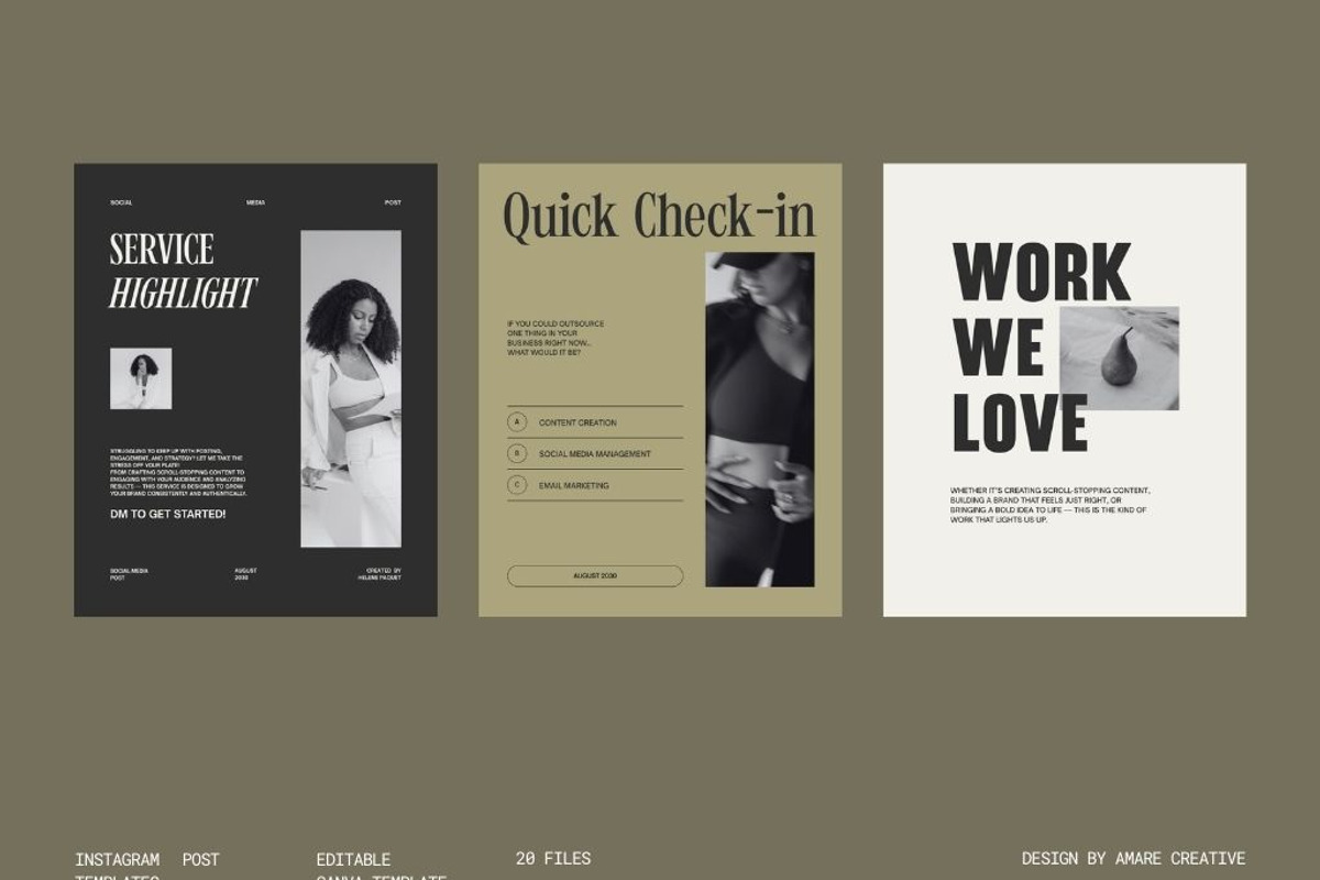 20 Instagram Canva Template Bundle, a Social Media Template by Amaré Creative (Photo 6 of 9)