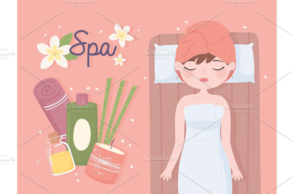 woman in a spa treatment, a Person Illustration by studiogstock