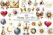 Happy New Year Sublimation Clipart, an Illustration by DreamCafeArt (Thumbnail 1 of 6)
