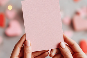 Blank pink card with heart background, a Background Photo by AlyaAnd