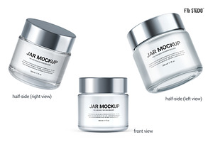 Clear Glass Cosmetic Jar Mockups Set