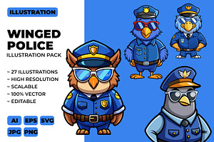Winged Police Mascot Illustration