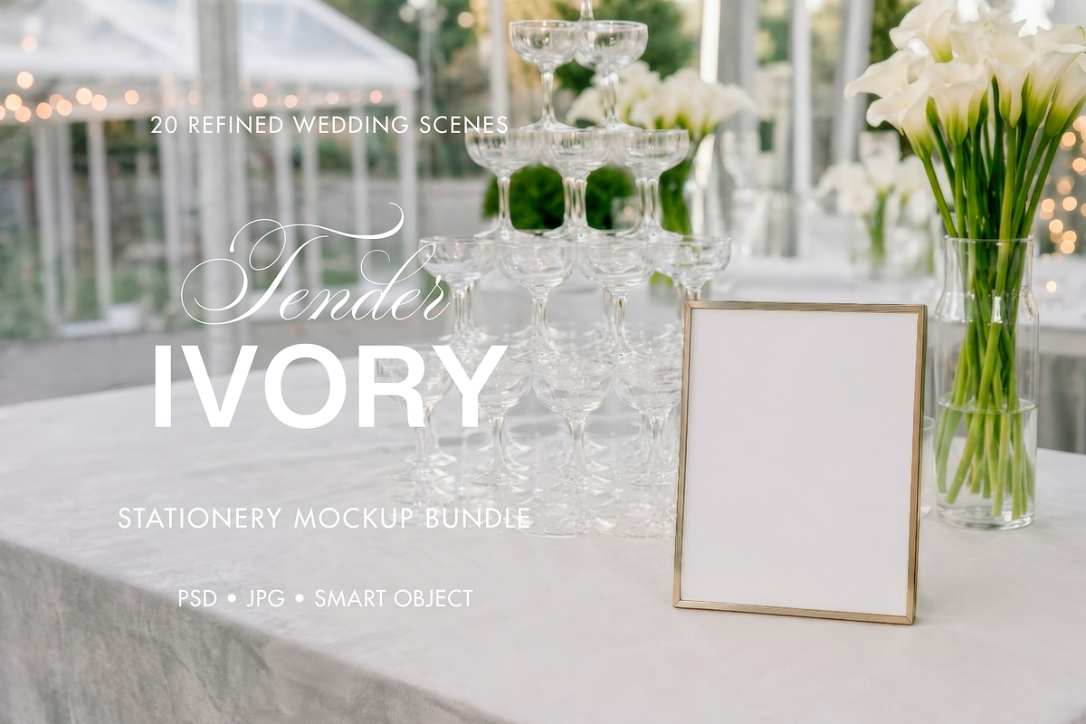 Tender Ivory Wedding Mockup Bundle, an Advertising Mockup by Serenefeeling (Photo 1 of 14)