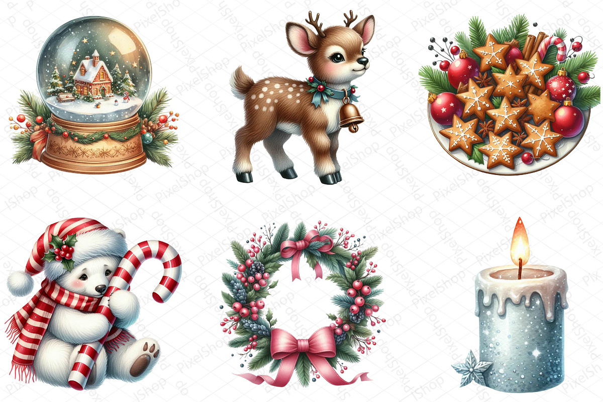 Cute Christmas Clipart, an Illustration by DreamPrint404 (Photo 2 of 4)