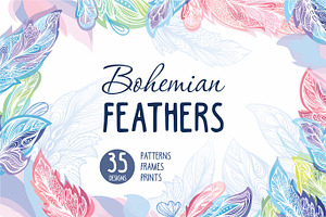 Bohemian Feathers Vector Set