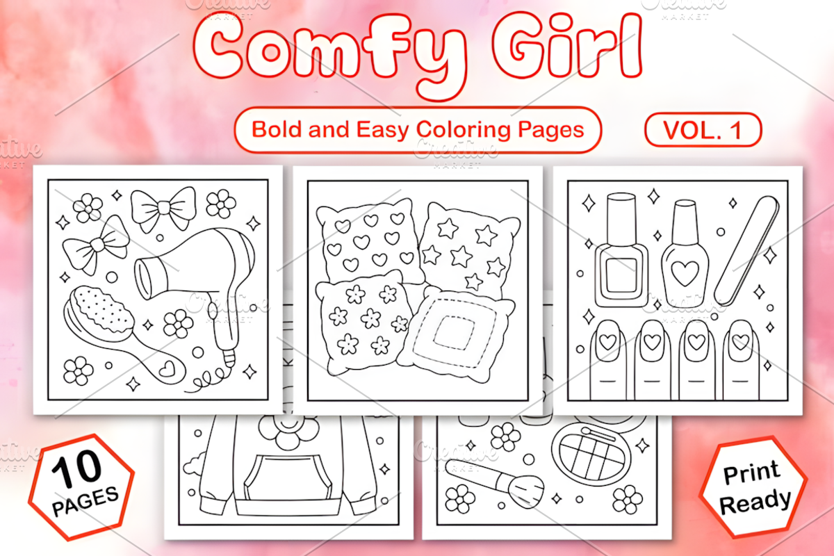 Comfy Girl Bold and Easy Coloring, a Decorative Illustration by Coco Bloom (Photo 1 of 4)