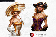 Burlesque Cabaret Woman clipart Set, a Person Illustration by ThatsDesignArt (Thumbnail 7 of 10)