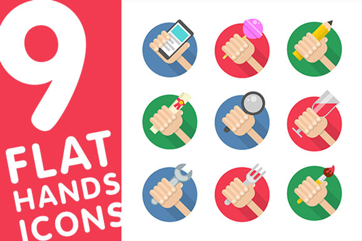 Flat Hands Icons, an Icon by Graphue