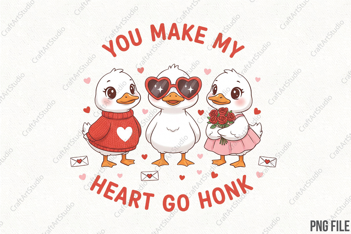 You Make My Heart Valentine Goose, an Illustration by CraftArtStudio (Photo 1 of 4)