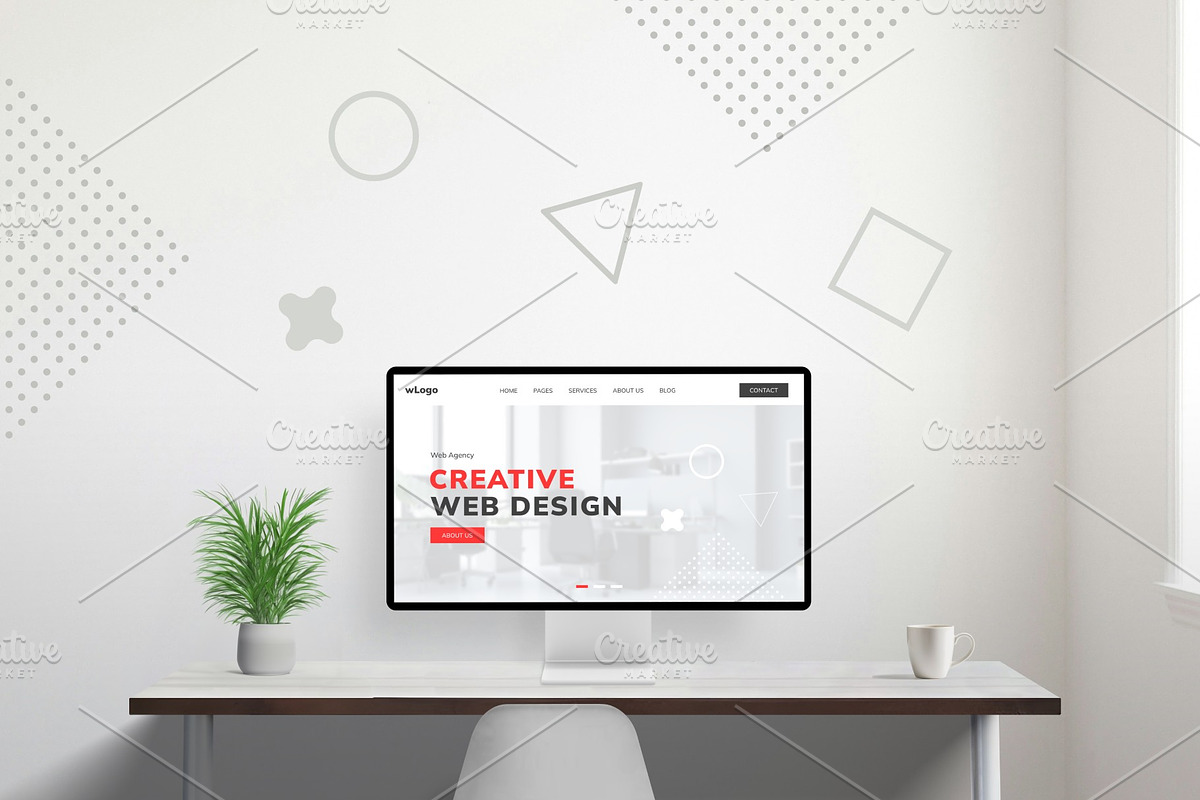 Minimal Geometric Web Mockup, a Mac Mockup by RSplaneta (Photo 1 of 2)