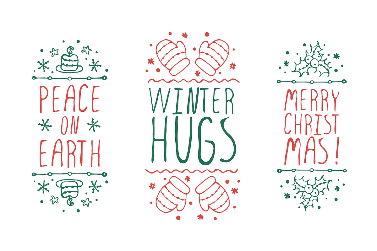 Handdrawn christmas badges, a Decorative Illustration by AV Design (Photo 2 of 4)
