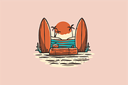 Surfboards and sunset on the beach, an Object Illustration by nomlimo.com (Thumbnail 1 of 2)