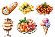 Italian Food  Watercolor clipart, an Illustration by Designworld (Thumbnail 5 of 7)