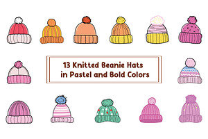 13 Knitted Beanie Hats, an Illustration by jongcreative