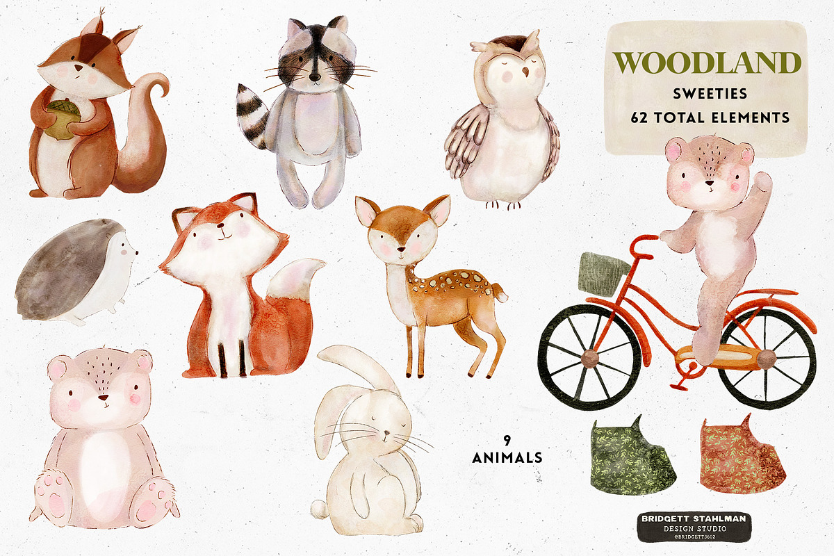 Watercolor Woodland Sweeties, a Background Graphic by Bridgett Stahlman Design (Photo 4 of 8)