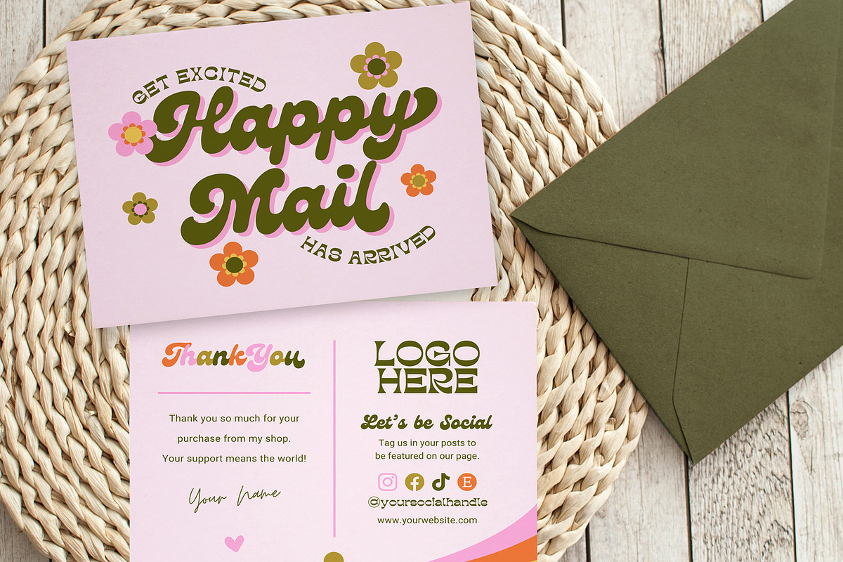 Retro Groovy Thank You Card Canva, a Business Card Template by Summit Avenue (Photo 2 of 7)