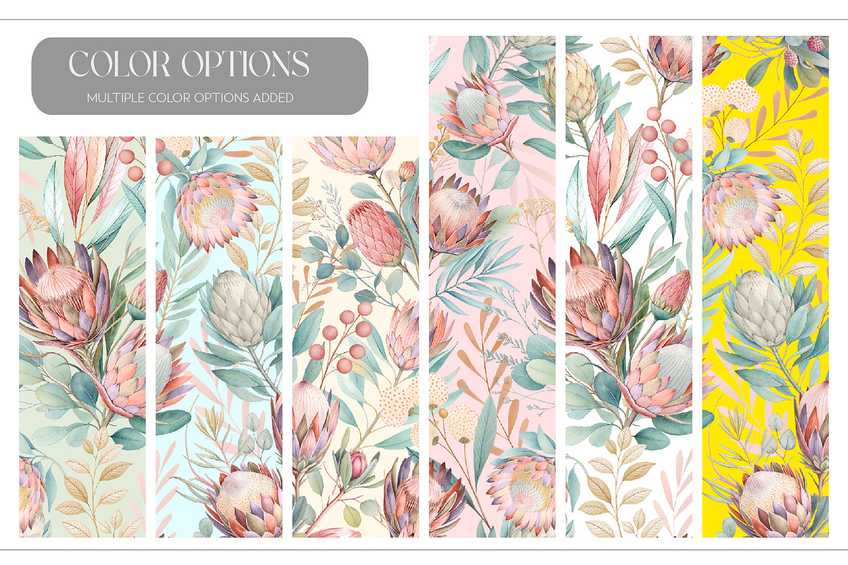 Protea Watercolor Seamless Pattern, a Pattern Graphic by Fabrivo (Photo 9 of 11)