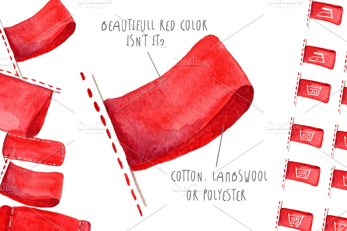 Watercolor clothing labels, vector. preview 5