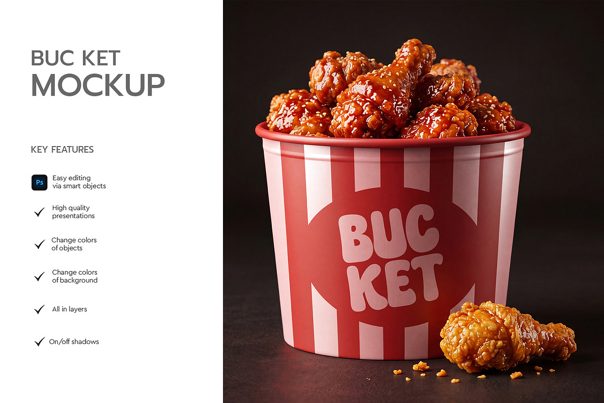 Fried Chicken Bucket Mockup, a Packaging Mockup by graphypix (Photo 2 of 4)