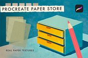 Paper Store Procreate Paper Textures, a Brush Add-On by Mels Brushes (Thumbnail 1 of 5)