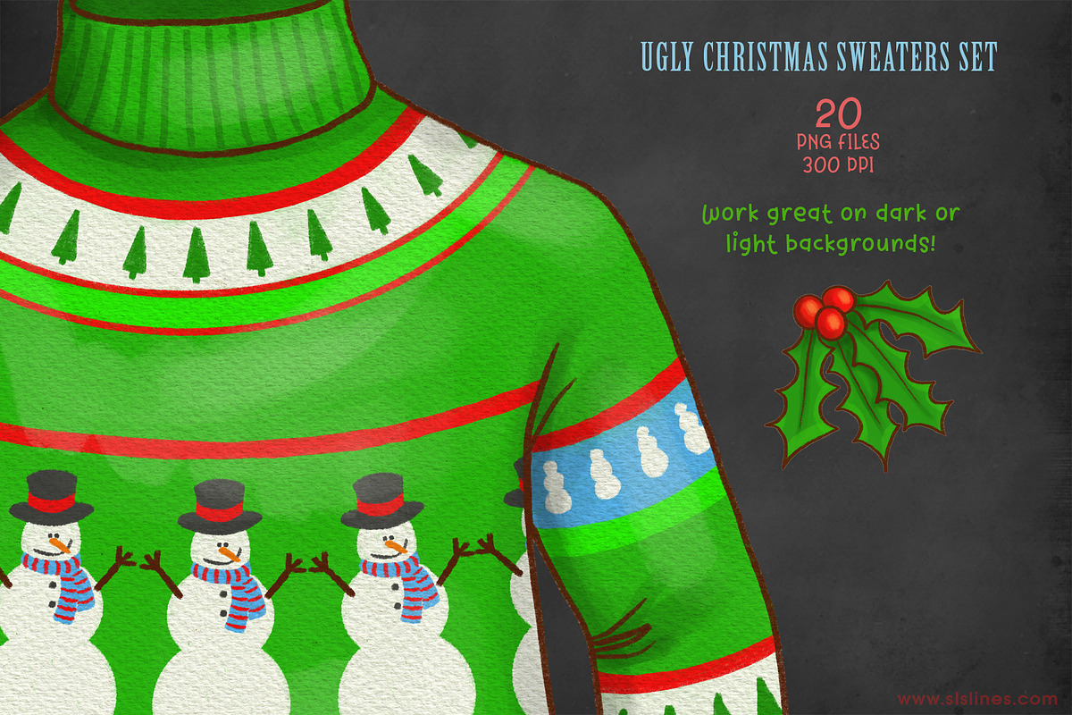 Ugly Christmas Sweater Clipart PNG, a Seasonal Illustration by SLS Lines (Photo 6 of 7)