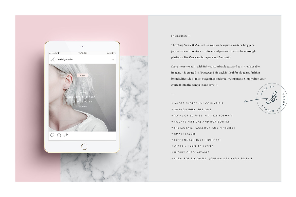 Diary Social Media Pack, a Social Media Template by Studio Standard (Photo 2 of 9)