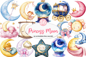 Watercolor Baby Dreamy Princess Moon, an Illustration by Watercolor design