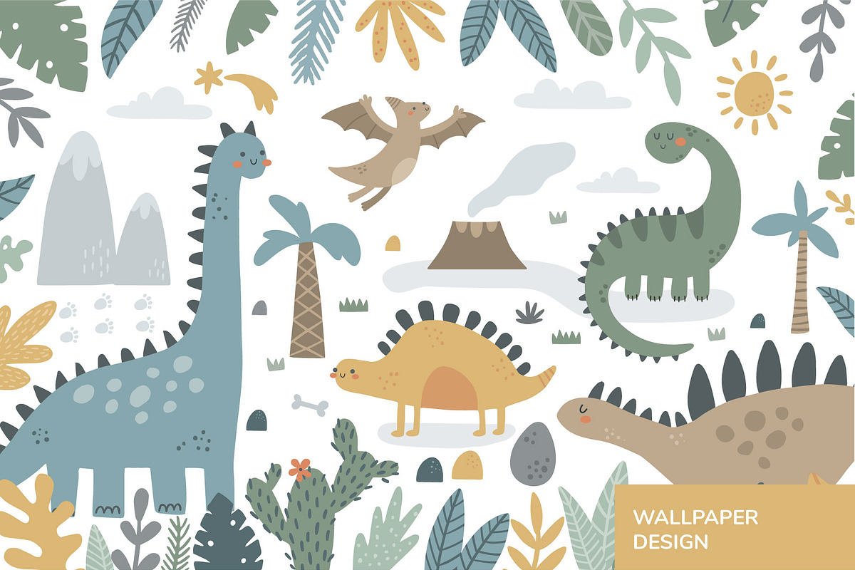 Jurassic Stories dinosaur clipart, an Illustration by Leysan Shayak (Photo 3 of 8)