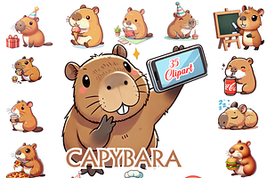 Cute Capybara PNG 35Funny Clipart