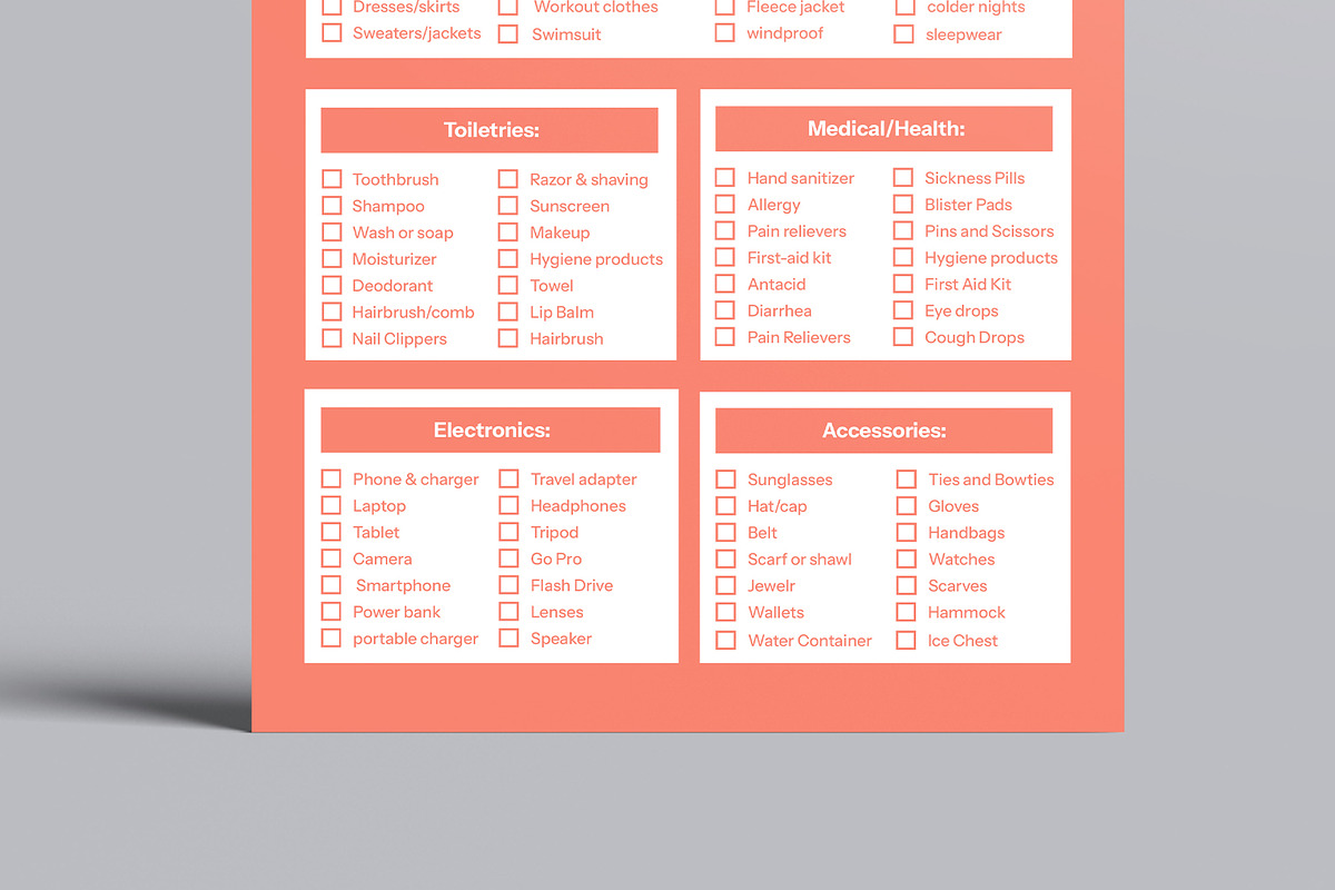 Travel Packing Checklist Template, a Stationery Template by MightyDesign (Photo 3 of 8)