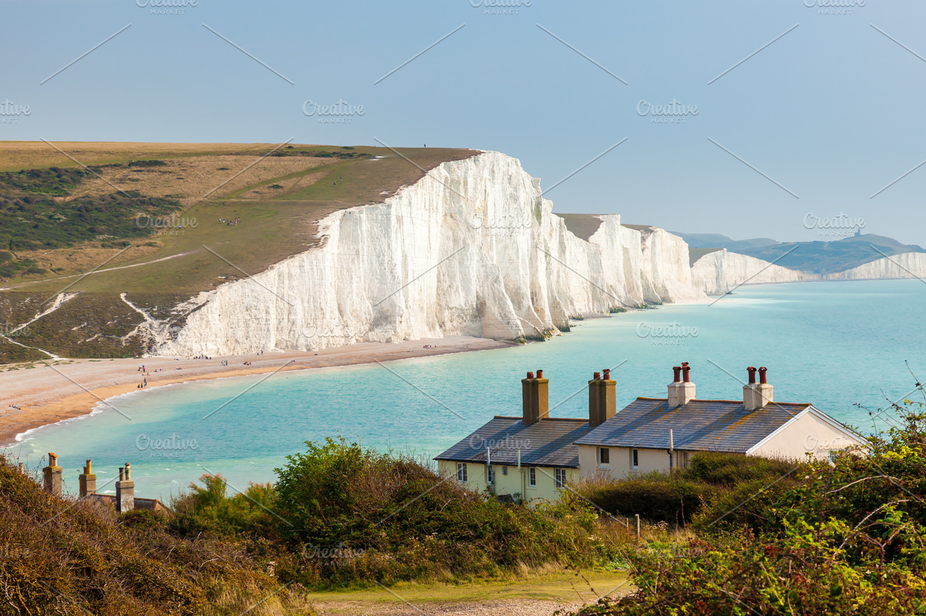 Seven Sisters Chalk cliffs from Seaford Head, a Background Photo by Ian Woolcock Photography