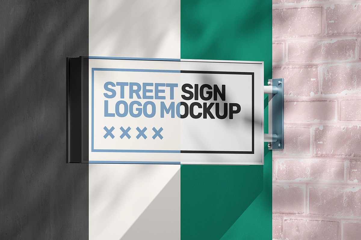 Street Sign Mockup (32 PSD Scenes), an Advertising Mockup by Traint (Photo 6 of 50)