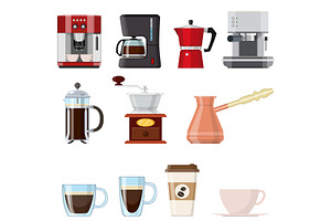 Set Of Coffee Elements