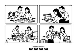 Couple planning a vacation, a Person Illustration by Vectorlina