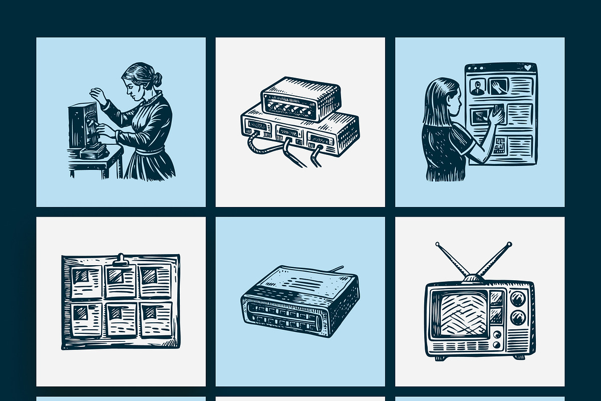 Vintage Communication Illustration, a Technology Illustration by Prosymbols (Photo 8 of 10)