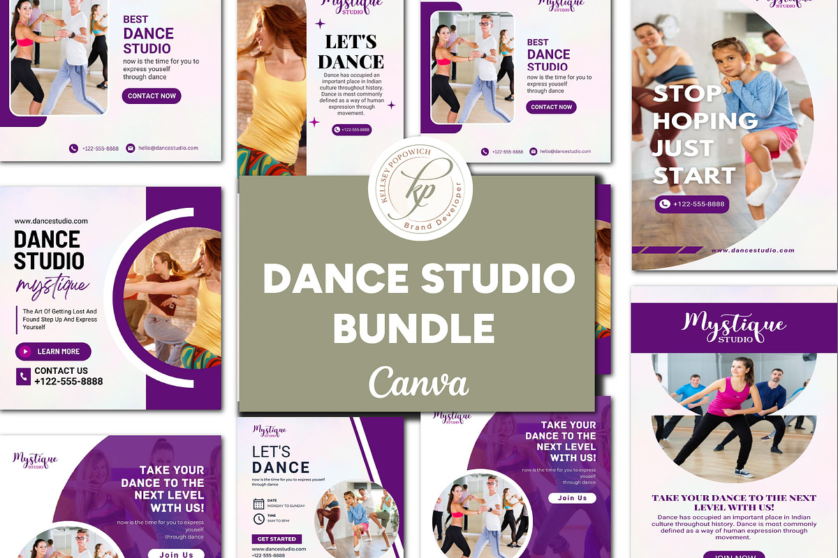 Dance Studio Social Media Bundle, a Social Media Template by Branding by Kellsey (Photo 1 of 6)