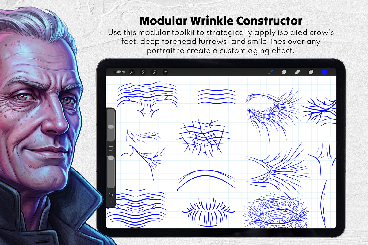 Wrinkled Face Stamp Brushes Set, a Brush Add-On by Selentaori Studio (Photo 9 of 13)