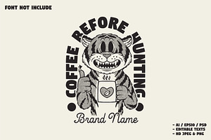 retro tiger with the mugs, a Branding & Logo Template by Judsart