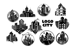 Set of city logos. Hand drawn Not AI, an Object Illustration by Nenahliadava Design