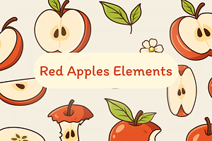 Red Apples Elements, an Illustration by Laimmilka