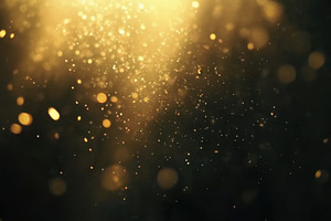 Gold particles drift in dark, a Photo by Beautiful things