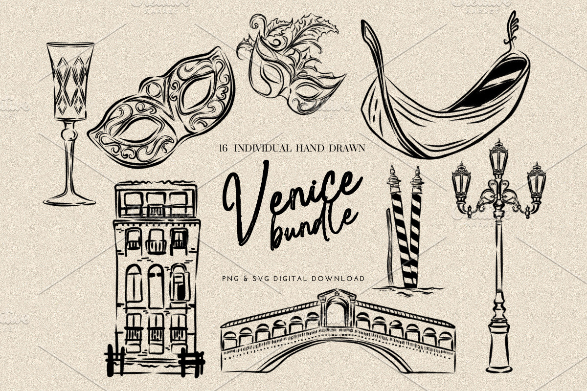 Italy illustration Venice Bundle, an Object Illustration by CraftingOnSunday (Photo 1 of 3)
