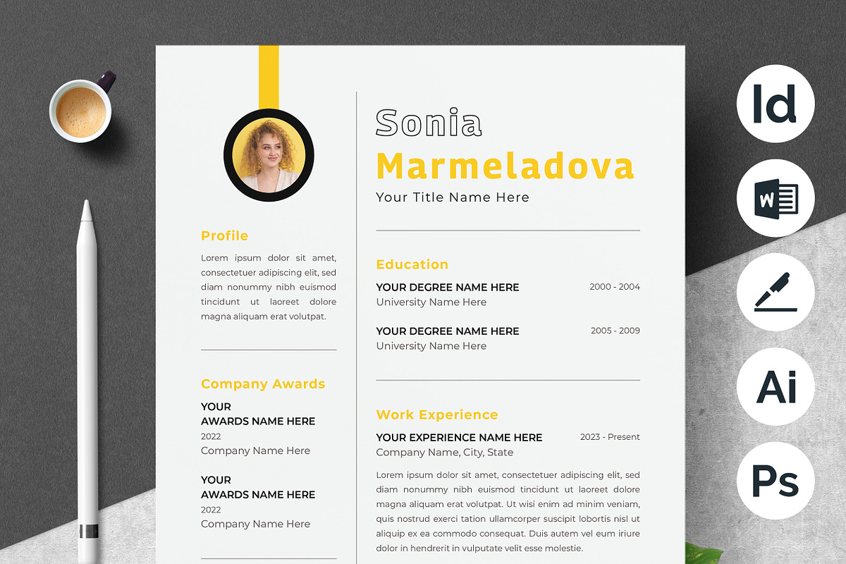 Feminine Resume Design, a Resume Template by ResumeInventor (Photo 1 of 5)