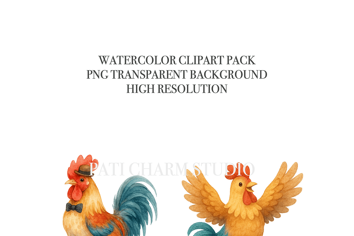 27 Rooster Clipart, an Animal Illustration by Pati Charm Studio (Photo 5 of 8)