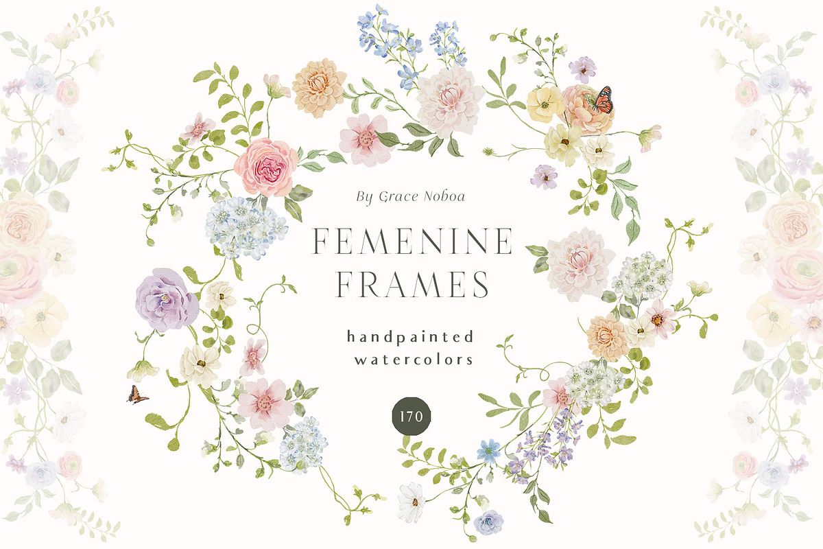 Spring summer pastel flowers clipart, a Decorative Illustration by Grace Noboa Illustrations (Photo 16 of 20)