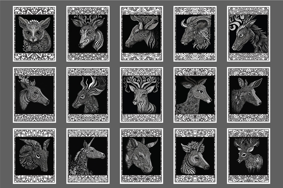 126 Art Animal Face Coloring Pages, an Animal Illustration by Blue Digital Studio (Photo 4 of 4)