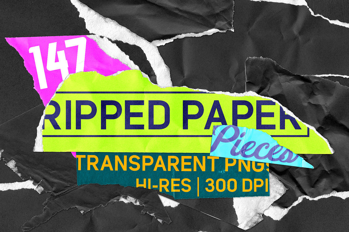 147 Ripped Paper Pieces - PNGs, a Texture Graphic by Tim Gould Design (Photo 1 of 6)